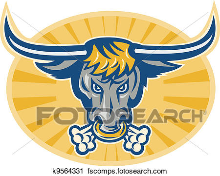 450x361 Clipart Of Angry Texas Longhorn Bull Head Front K9564331