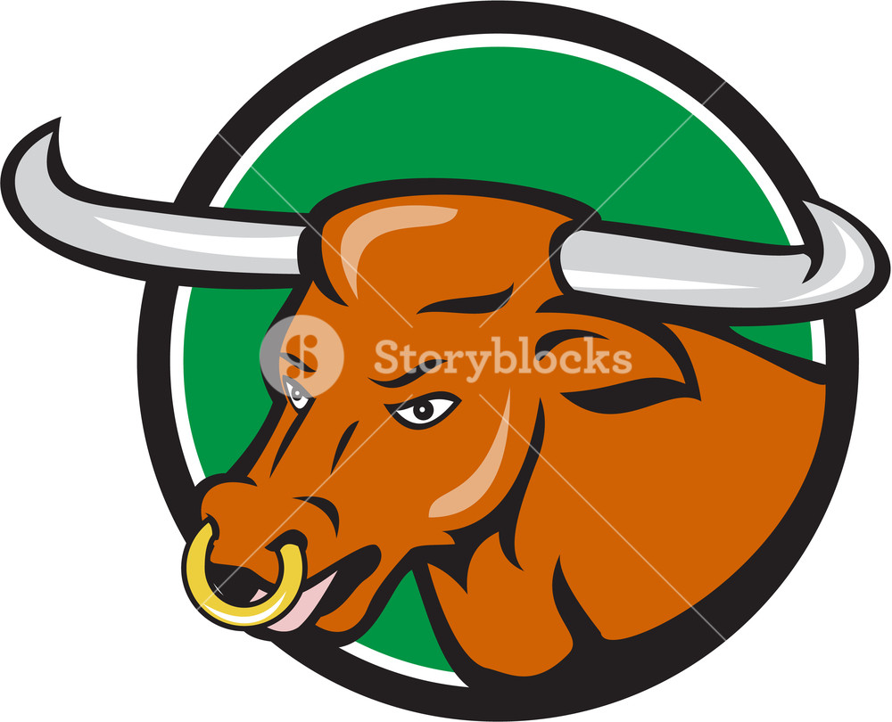 1000x810 Illustration Of A Texas Longhorn Bull Head With Nose Ring Set