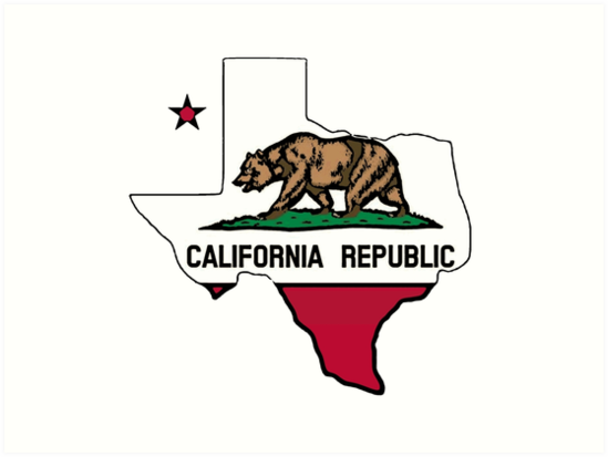 549x413 Texas Outline California Flag Art Prints By Artisticattitud