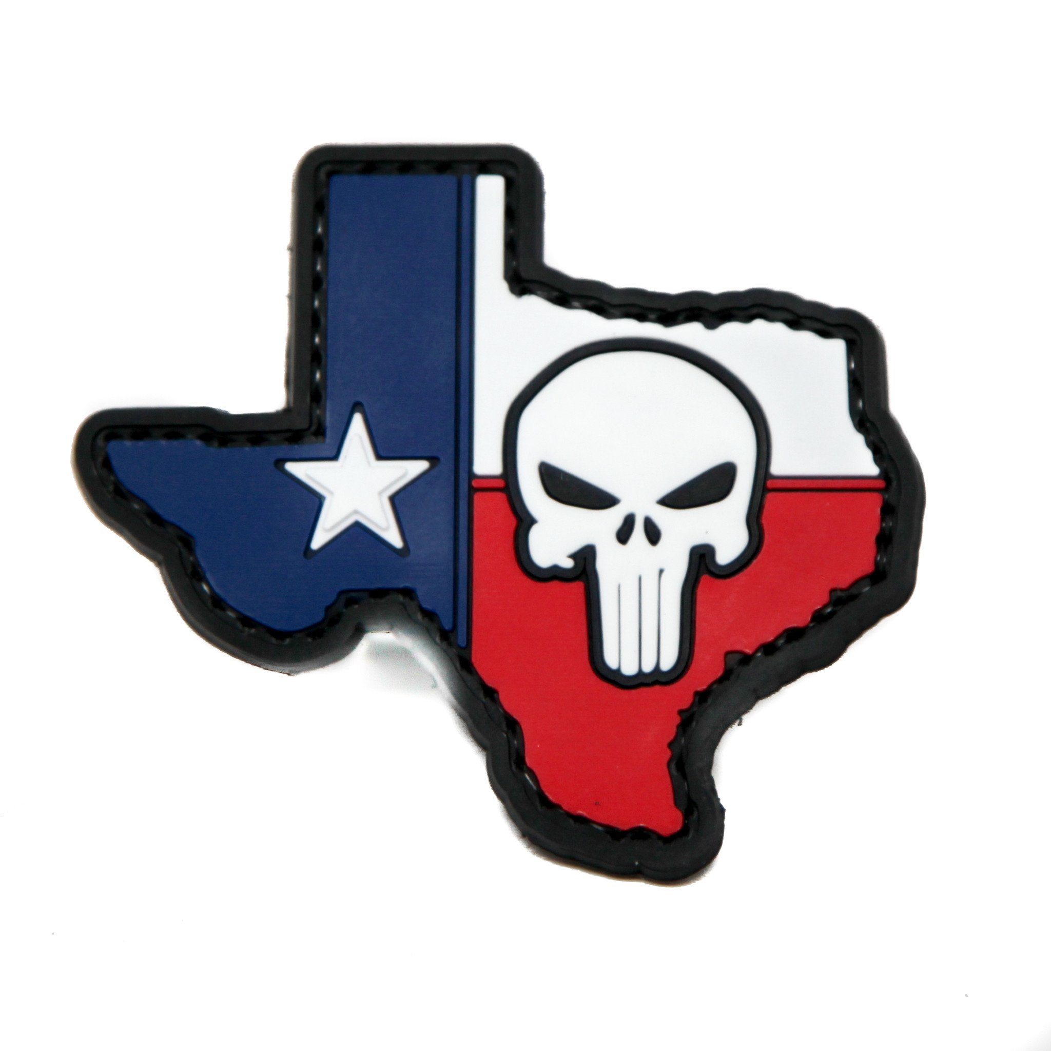 2048x2048 Texas State Flag With Punisher Pvc Morale Patch