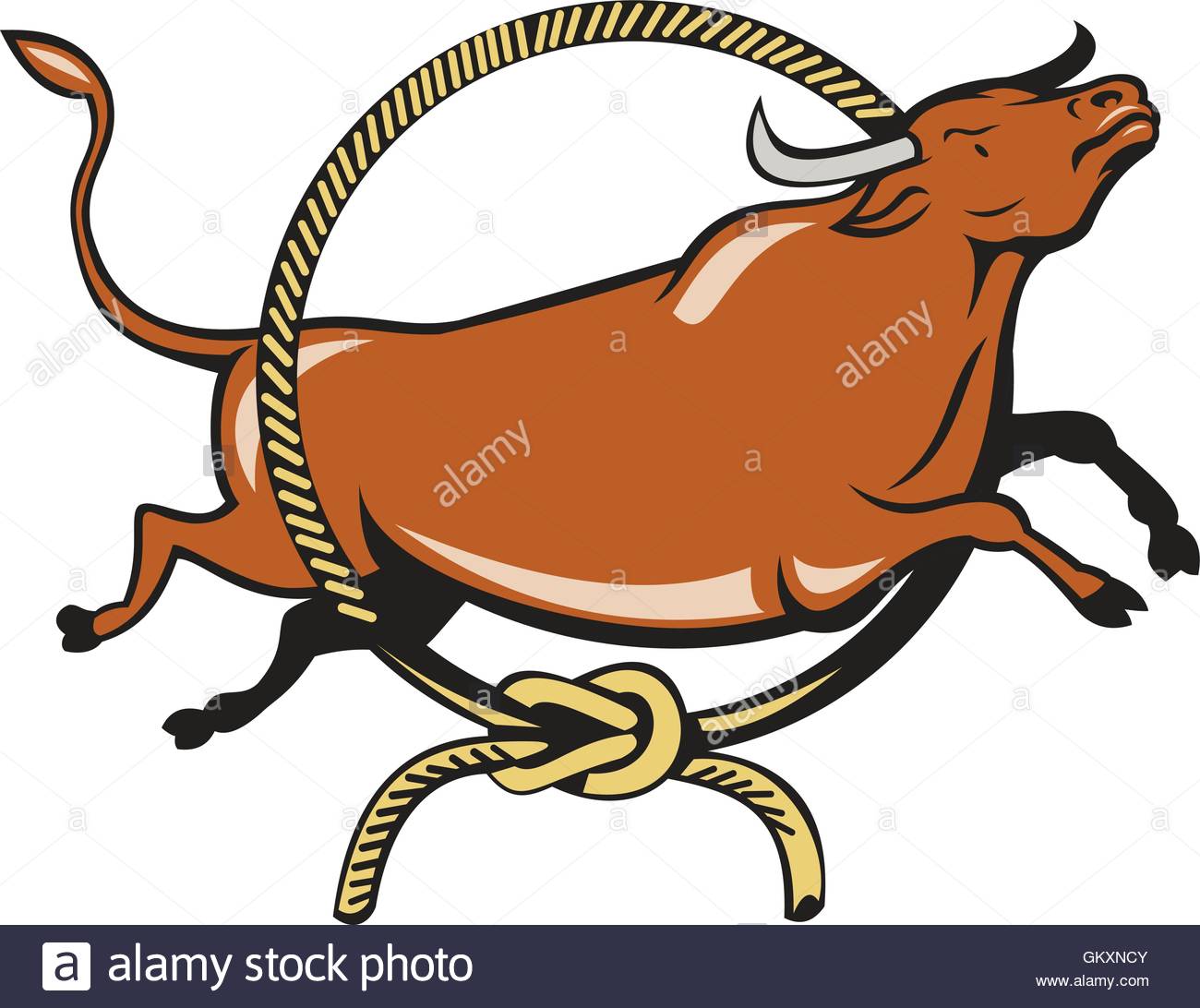 1300x1092 Texas Longhorn Red Bull Jumping Lasso Cartoon Stock Vector Art