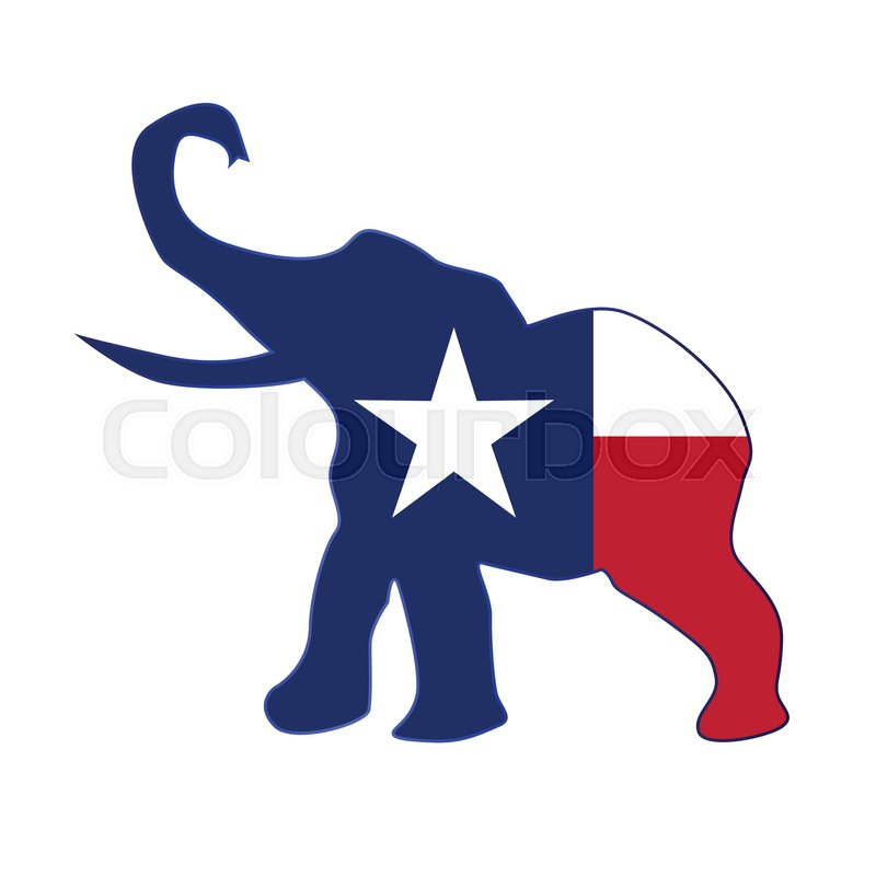 800x800 The Texas Republican Party Elephant Flag Over A White Background