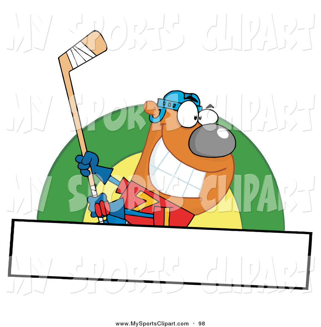 1024x1044 Sports Clip Art Of A Sporty Ice Hockey Bear Swinging A Stick Over