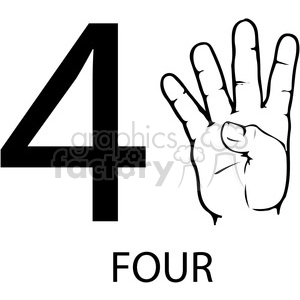300x300 Royalty Free Asl Sign Language 4 Clipart Illustration Worksheet