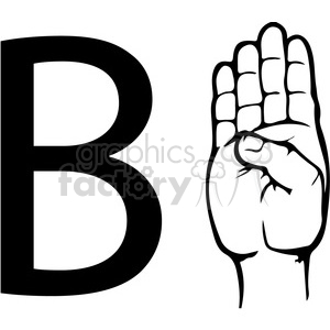 300x300 Royalty Free Asl Sign Language B Clipart Illustration Worksheet