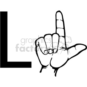 300x300 Royalty Free Asl Sign Language L Clipart Illustration Worksheet