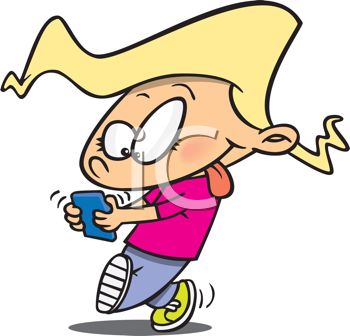 350x336 Cartoon Of A Little Girl Sending A Text Message On Her Cellphone