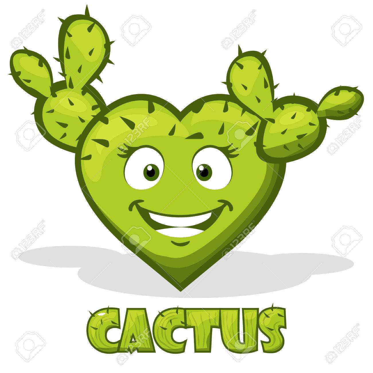 1300x1300 Smiley Cactus In The Shape Of Heart And Text Royalty Free Cliparts