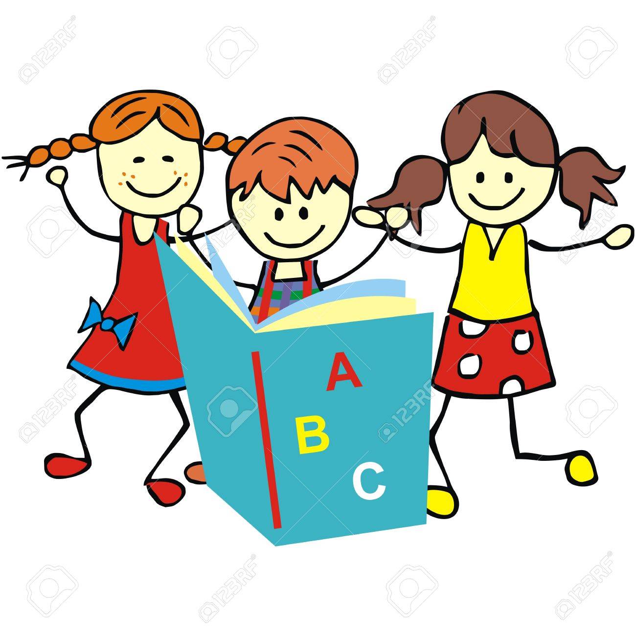 1300x1300 Children And Textbook, Vector Illustration Royalty Free Cliparts