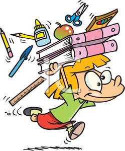 249x300 Art Image A Smiling Girl Carrying Her Textbooks And School