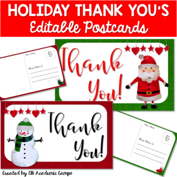 350x350 Holiday Christmas Thank You Postcards {Editable} Tpt