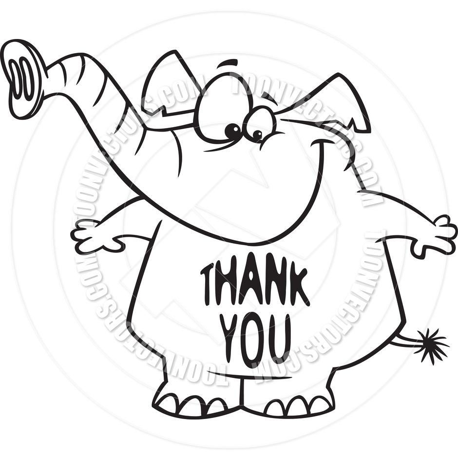 940x940 Cartoon Thank You Elephant (Black And White Line Art) By Ron