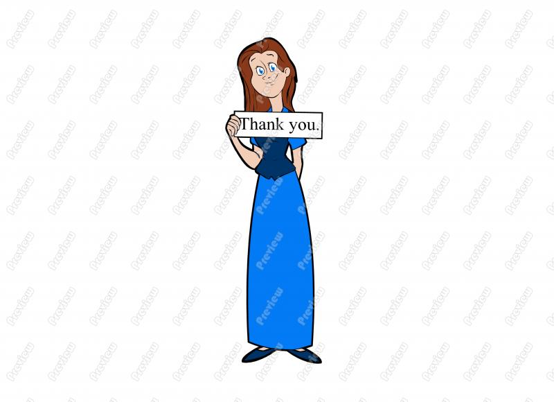 800x580 Thank You Woman Holding Sign Character Clip Art