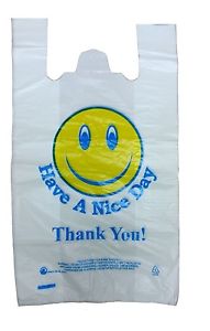 191x300 100 Smiley Face Thank You Plastic Vest Carrier Bags 12x18x21