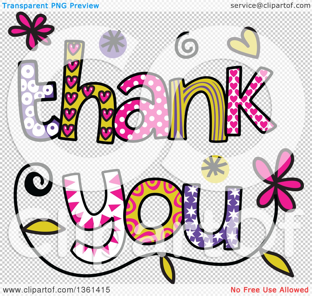 1080x1024 Clipart Of Colorful Sketched Thank You Word Art