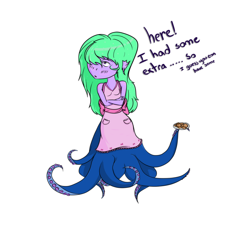 894x894 Tsundere Octomaid (Thanks For Watching) By Alikakamashi