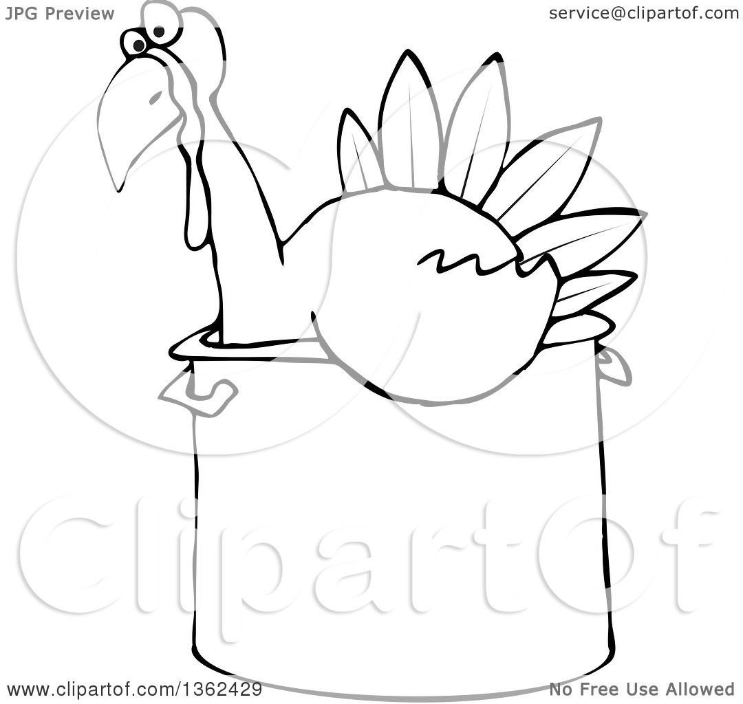1080x1024 Clipart Of A Cartoon Black And White Thanksgiving Turkey Bird