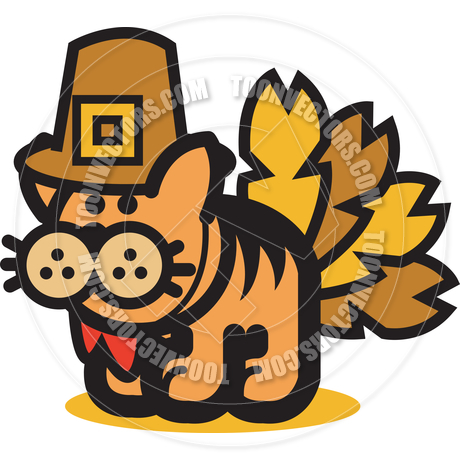 460x460 Cartoon Cat Thanksgiving Turkey Vector Illustration By Clip Art