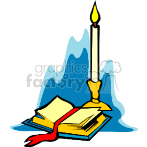 300x300 Royalty Free Open Bible Next To A Candle 164108 Vector Clip Art