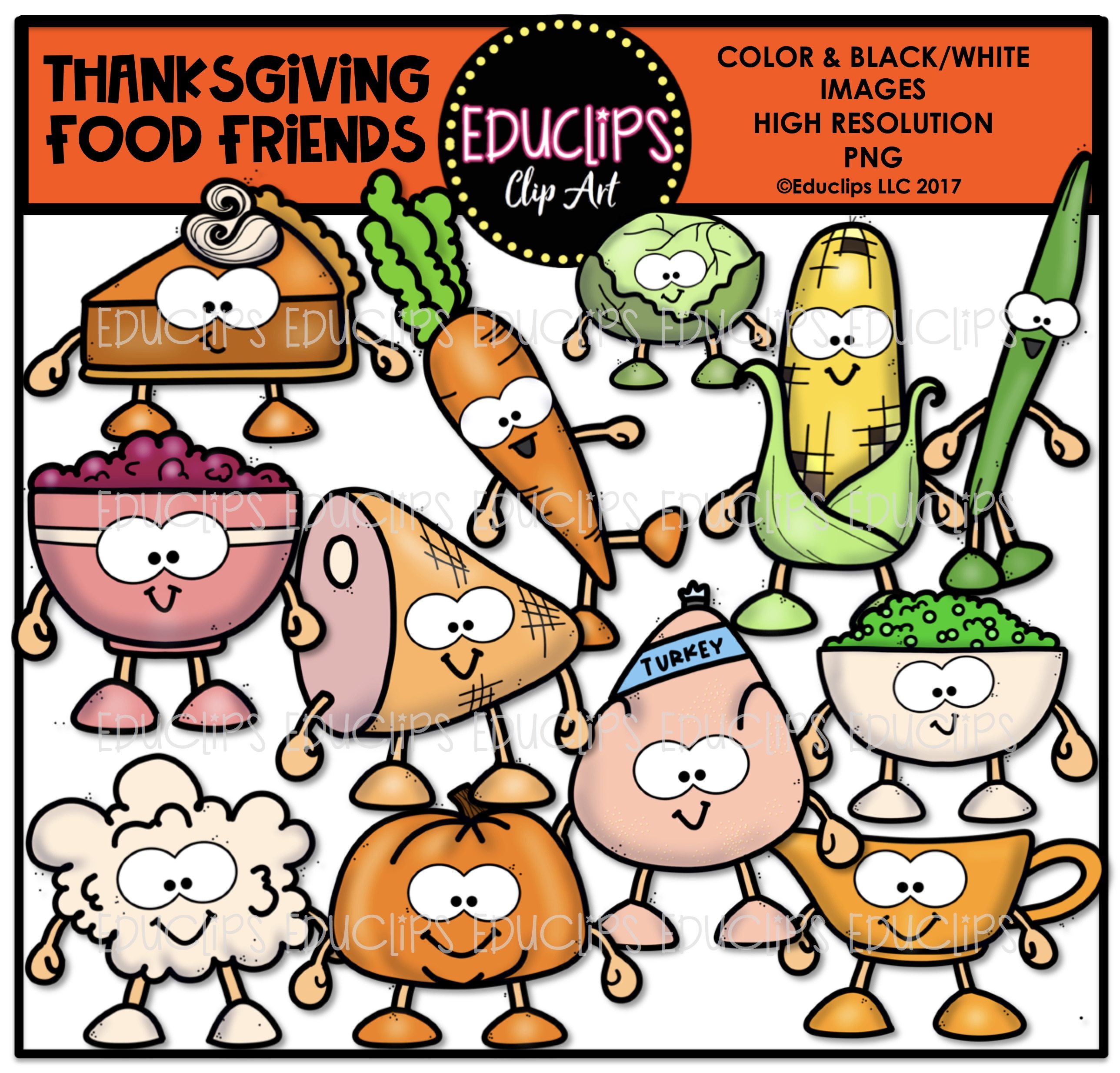 2576x2468 Thanksgiving Food Friends Clip Art Bundle (Color And Bampw