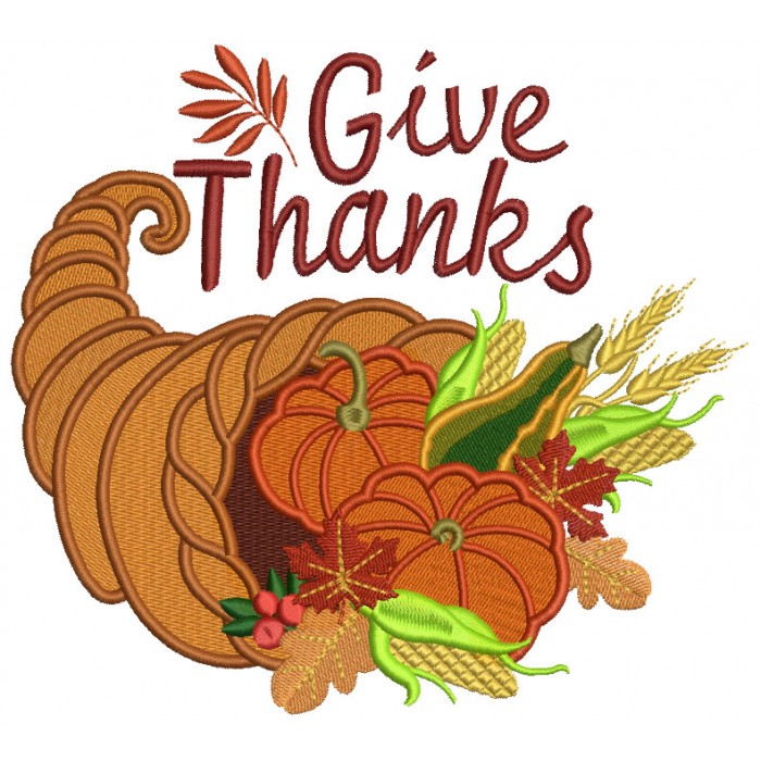 700x700 Thanks Thanksgiving Cornucopia Filled Machine Embroidery Design