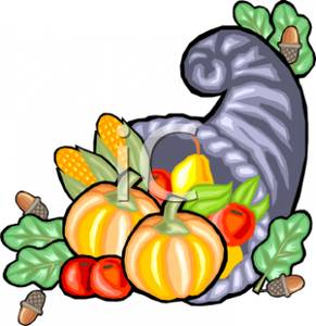 291x300 Thanksgiving Horn Full Of Food Clipart Picture