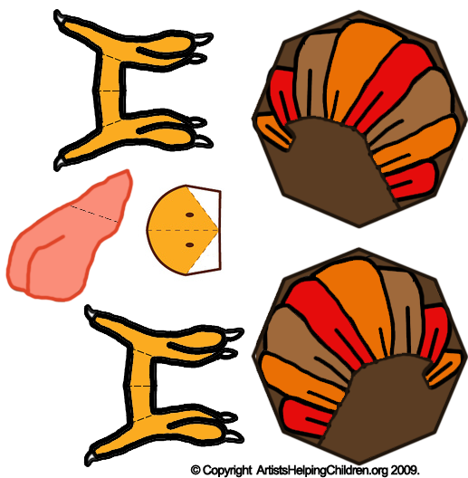 517x528 Free Thanksgiving Turkey Paper Toys Model Make Printable