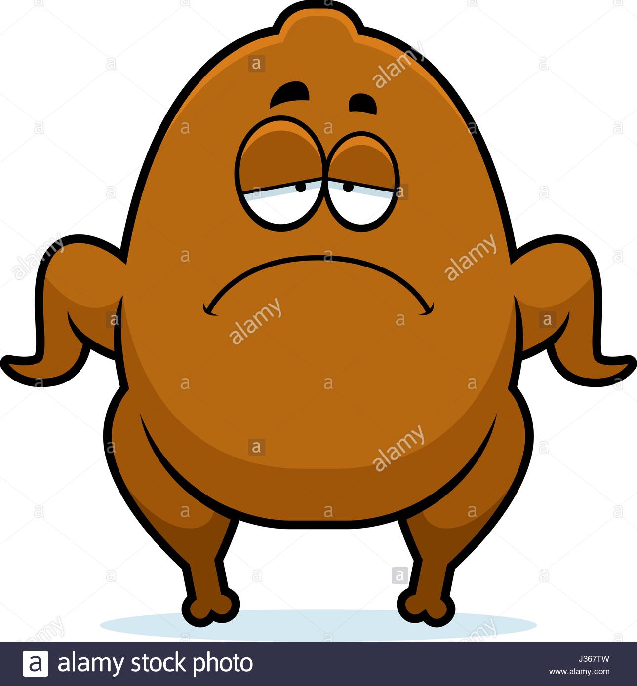 1290x1390 A Cartoon Illustration Of A Thanksgiving Turkey Looking Sad Stock