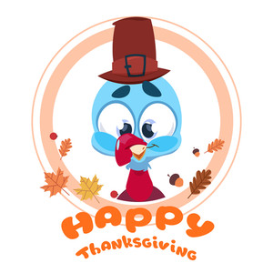 300x300 Happy Thanksgiving Cute Material Turkey Card In Vector Format