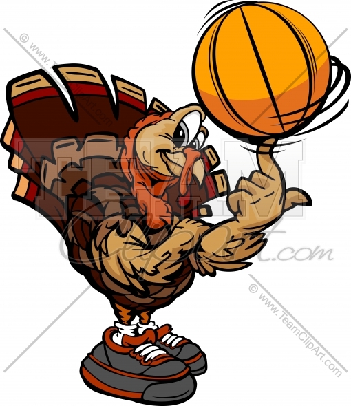 510x590 Basketball Turkey Thanksgiving Holiday Cartoon Vector Clipart