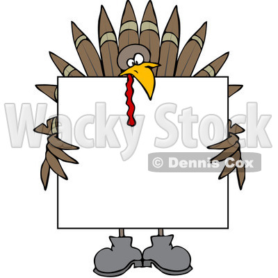 400x400 Turkey Holding A Thanksgiving Sign