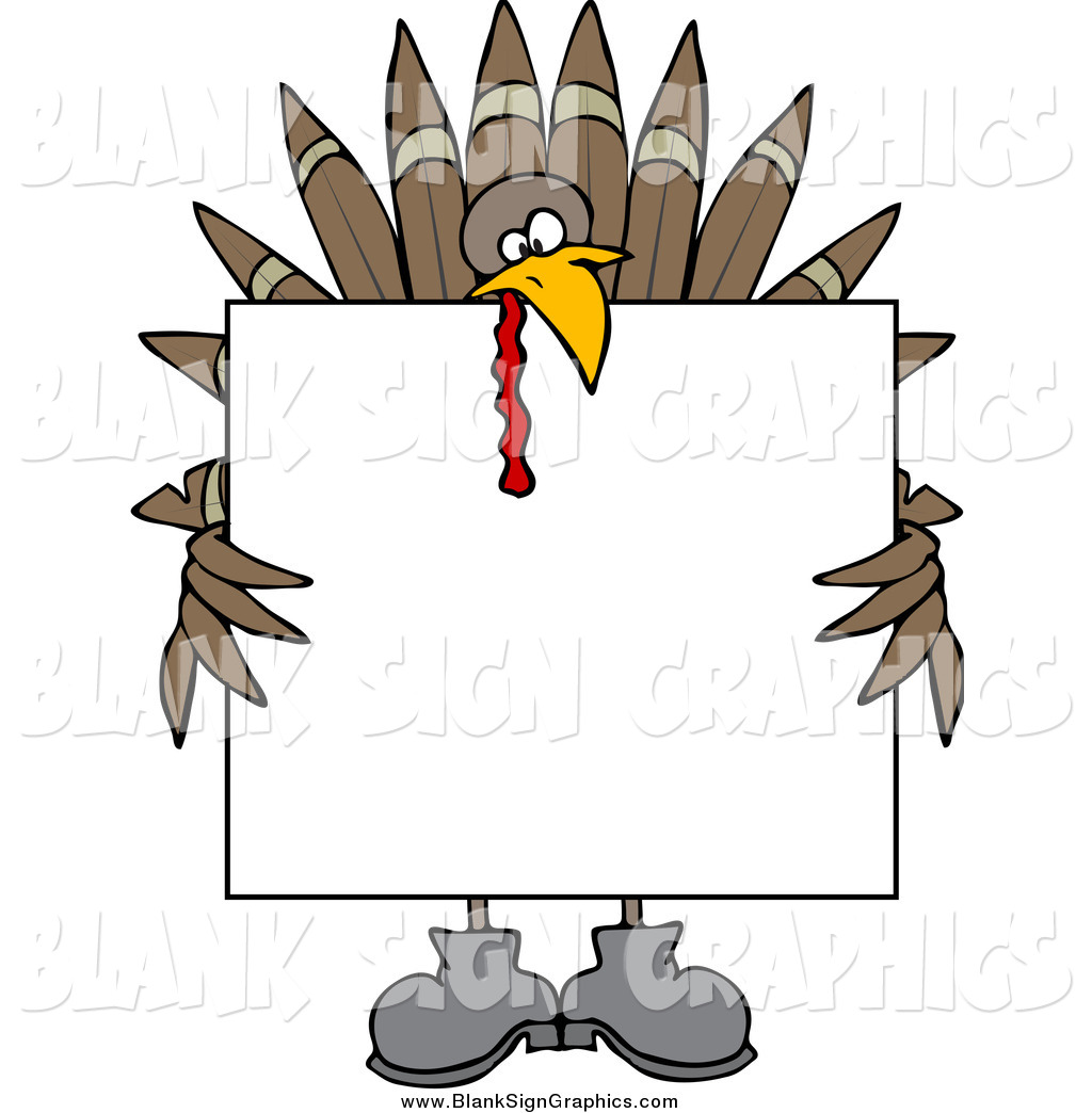 1024x1044 Vector Cartoon Illustration Of A Turkey Bird Holding A Blank