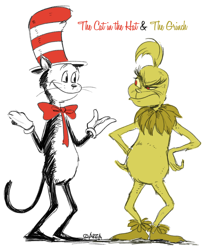 725x868 Dr.seuss] The Cat In The Hat And The Grinch By Area32