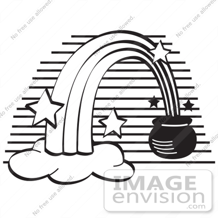 450x450 Royalty Free Black And White Cartoon Clip Art Of A Pot Of Gold