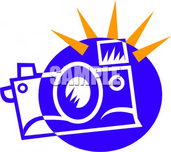 350x312 Royalty Free Clipart Image Icon Of A Camera With The Flash Going Off