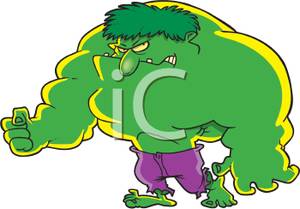300x209 Colorful Cartoon Of A Green Hulk