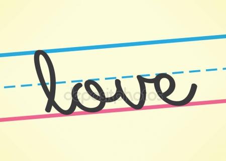 450x321 Love Cursive Word Handwritten In Children Education Style. Idea