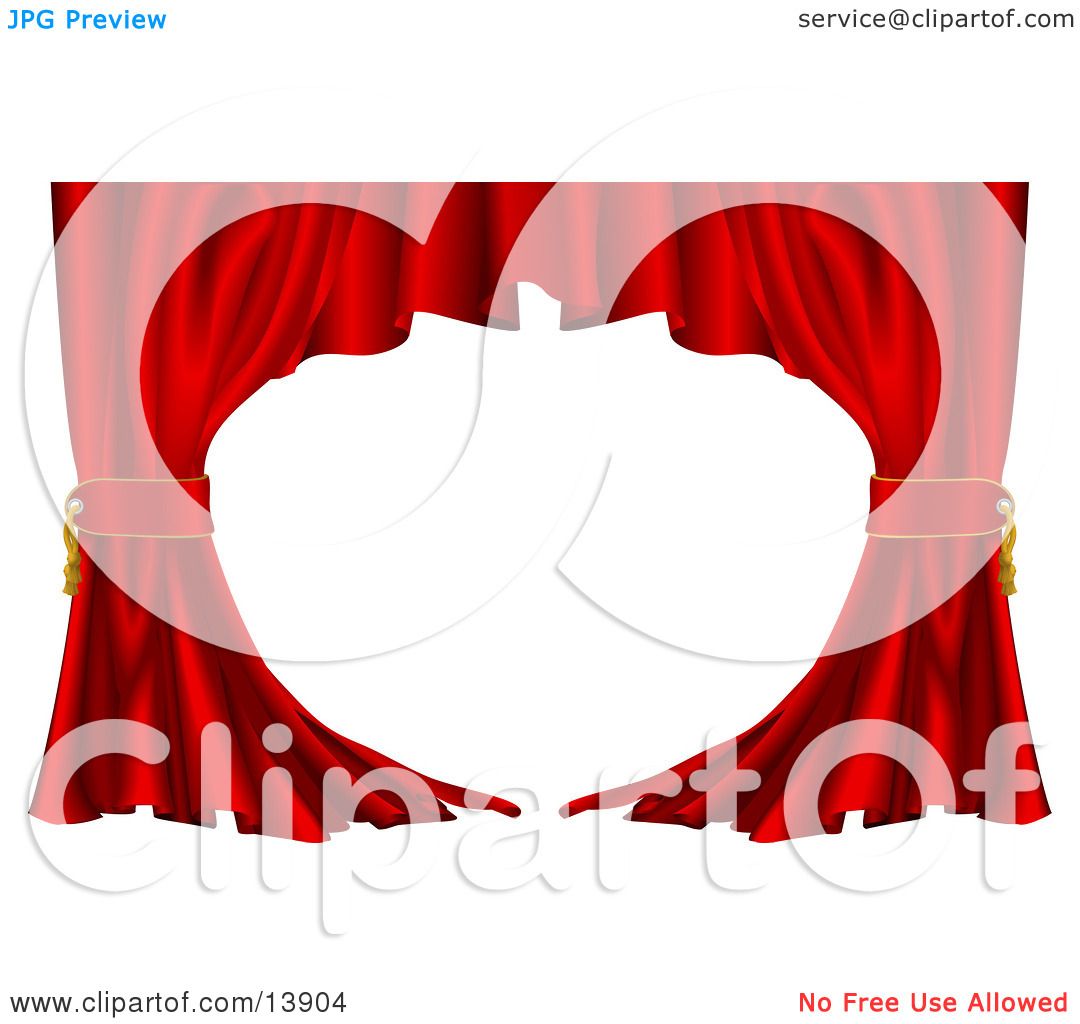1080x1024 Red Velvet Theatre Curtains Swept To The Side Clipart Illustration