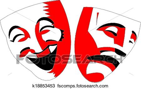 450x287 Clipart Of Red And Black Theater Masks On White Background
