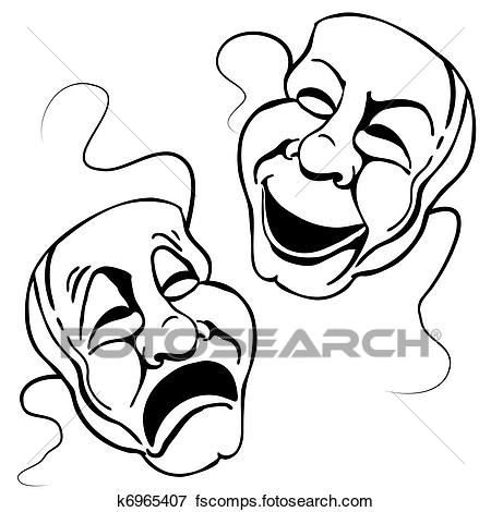 450x470 Clip Art Of Roman Theater Mask Set K6965407