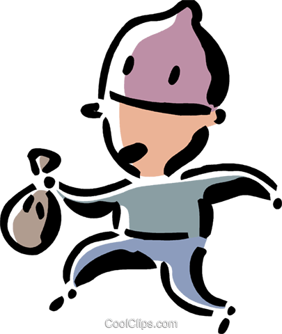 405x480 Thief Sneaking Away Royalty Free Vector Clip Art Illustration