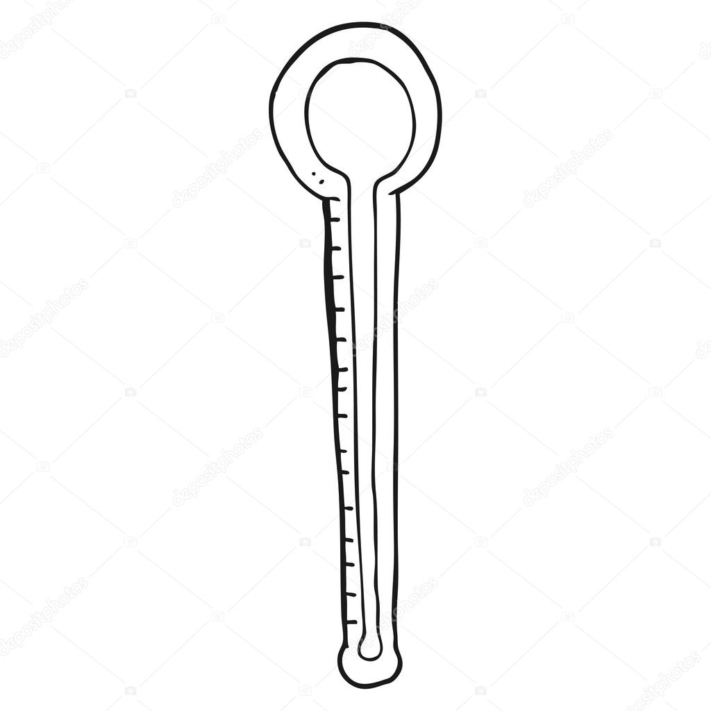 1024x1024 Black And White Cartoon Thermometer Stock Vector