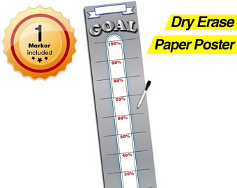 340x270 Goal Setting Thermometer Dry Erase Vinyl Decal Sticker