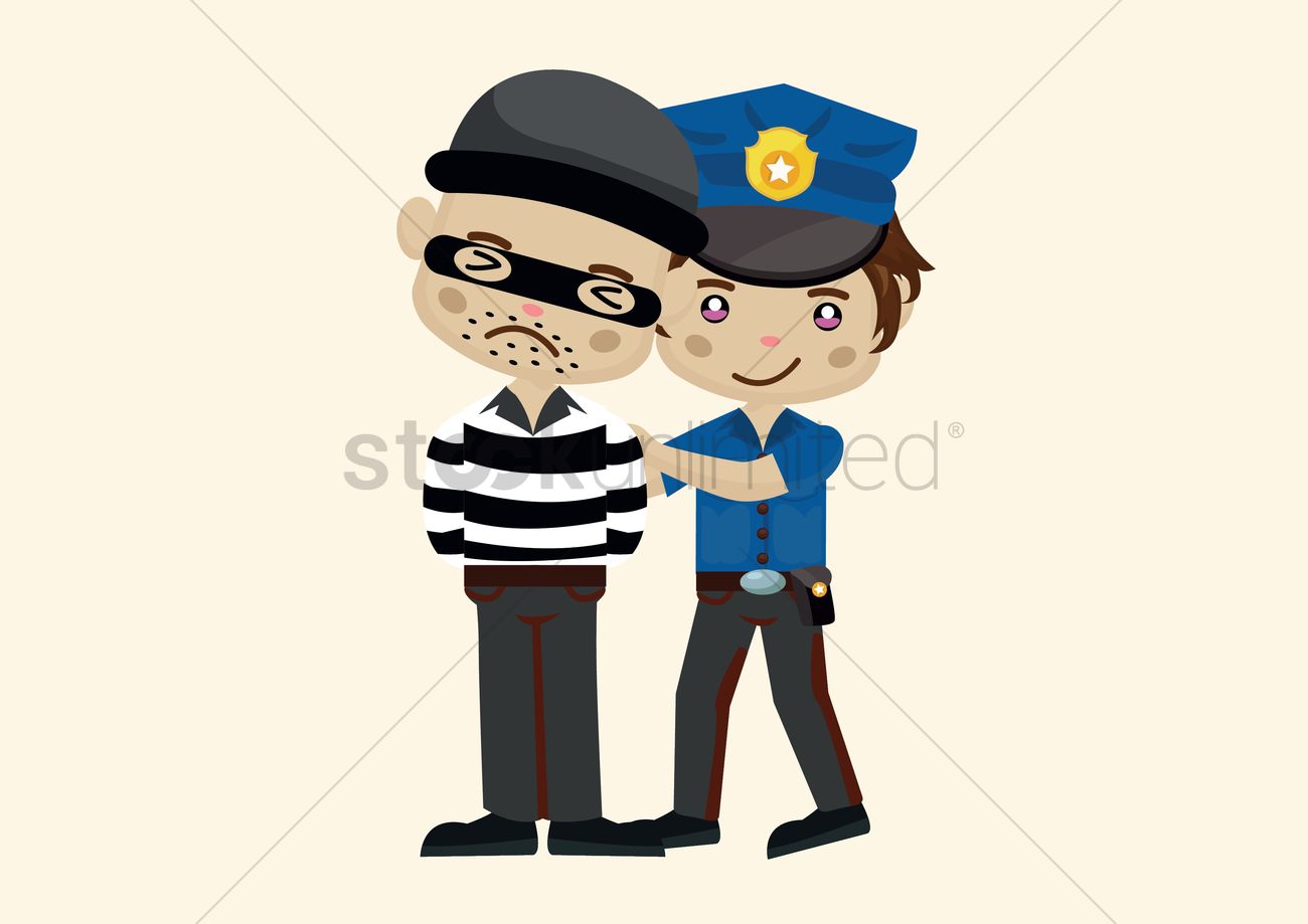 1300x919 Police Man Caught Thief Vector Image