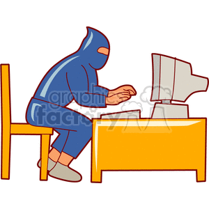 300x300 Royalty Free A Thief Hacking Into A Computer 153879 Vector Clip