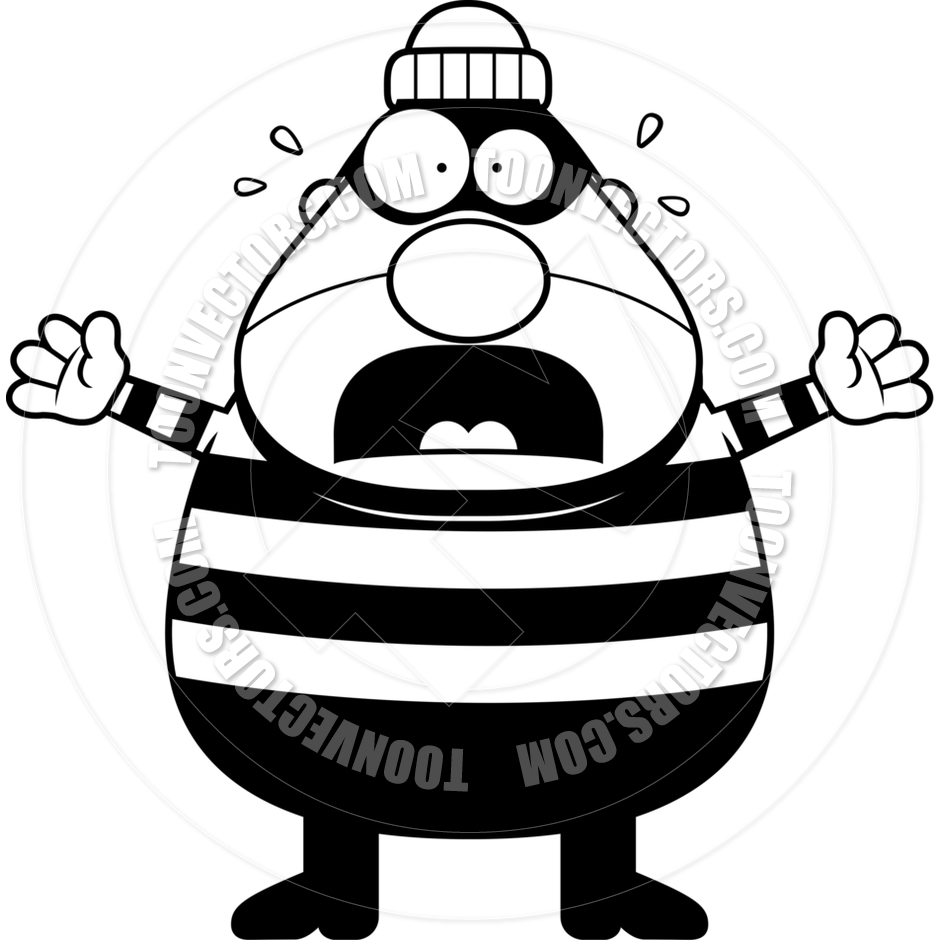 940x940 Cartoon Burglar Man Scared (Black And White Line Art) By Cory