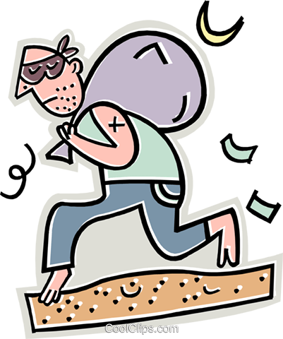 401x480 Thief Running Away With A Sack Royalty Free Vector Clip Art
