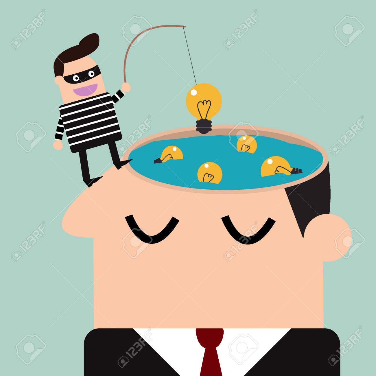 1300x1300 Thief Stealing Bulb From A Head Piracy Royalty Free Cliparts