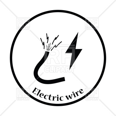 400x400 Thin Circle Design Icon Of Electric Wire Royalty Free Vector Clip