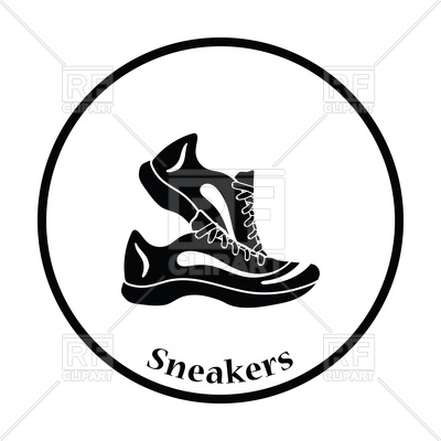 400x400 Thin Circle Design Icon Of Fitness Sneakers Royalty Free Vector